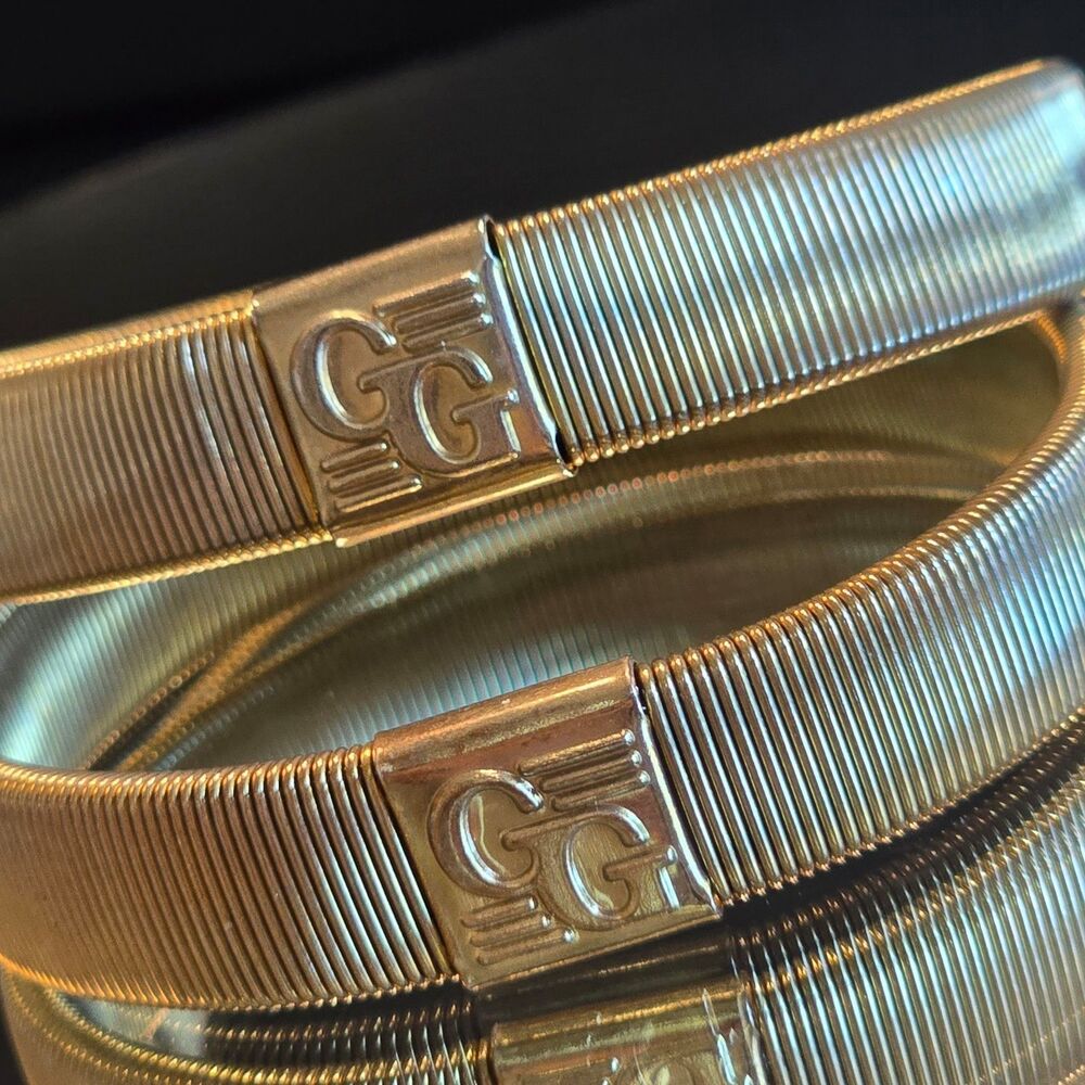 2 Vintage GG Expandable Bracelets set of 2 Gold Toned